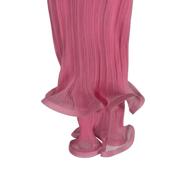 Simkhai Kelso Knit Midi Skirt Gauze Ruffle Hem Statement Elegant Candy Pink Sz S - Picture 5 of 14